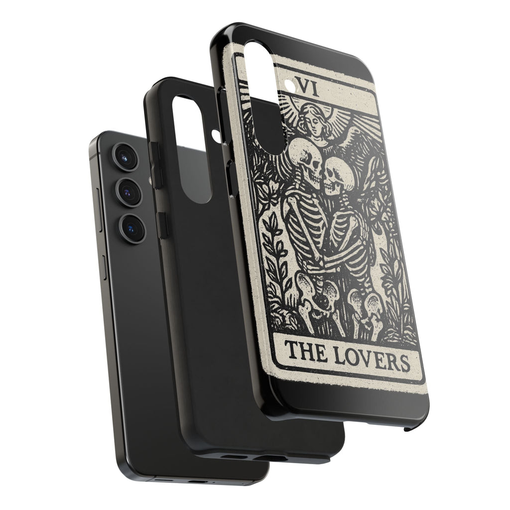 Tough Phone Case with Skeleton Lovers Design, Gothic Phone Cover, Unique Couples Gift, Halloween Accessory, Edgy Tech Design