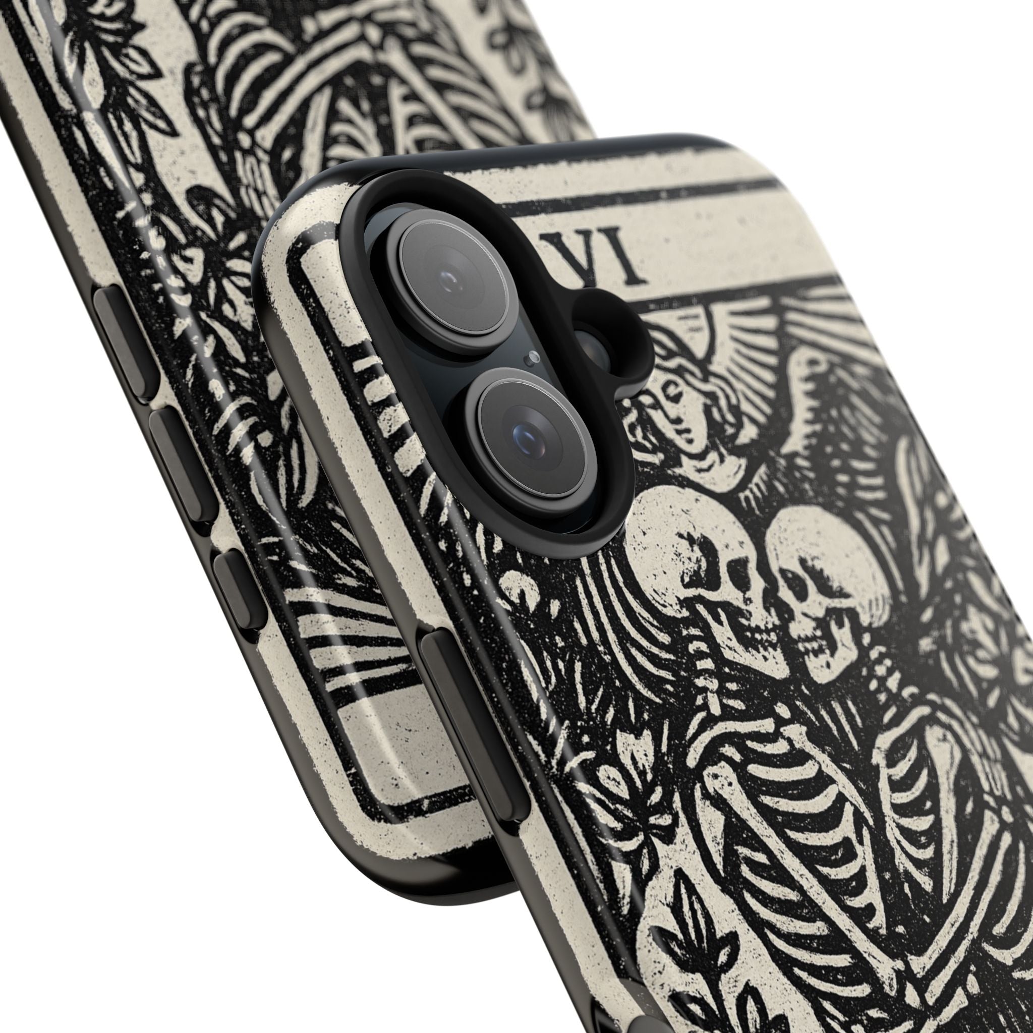 Tough Phone Case with Skeleton Lovers Design, Gothic Phone Cover, Unique Couples Gift, Halloween Accessory, Edgy Tech Design