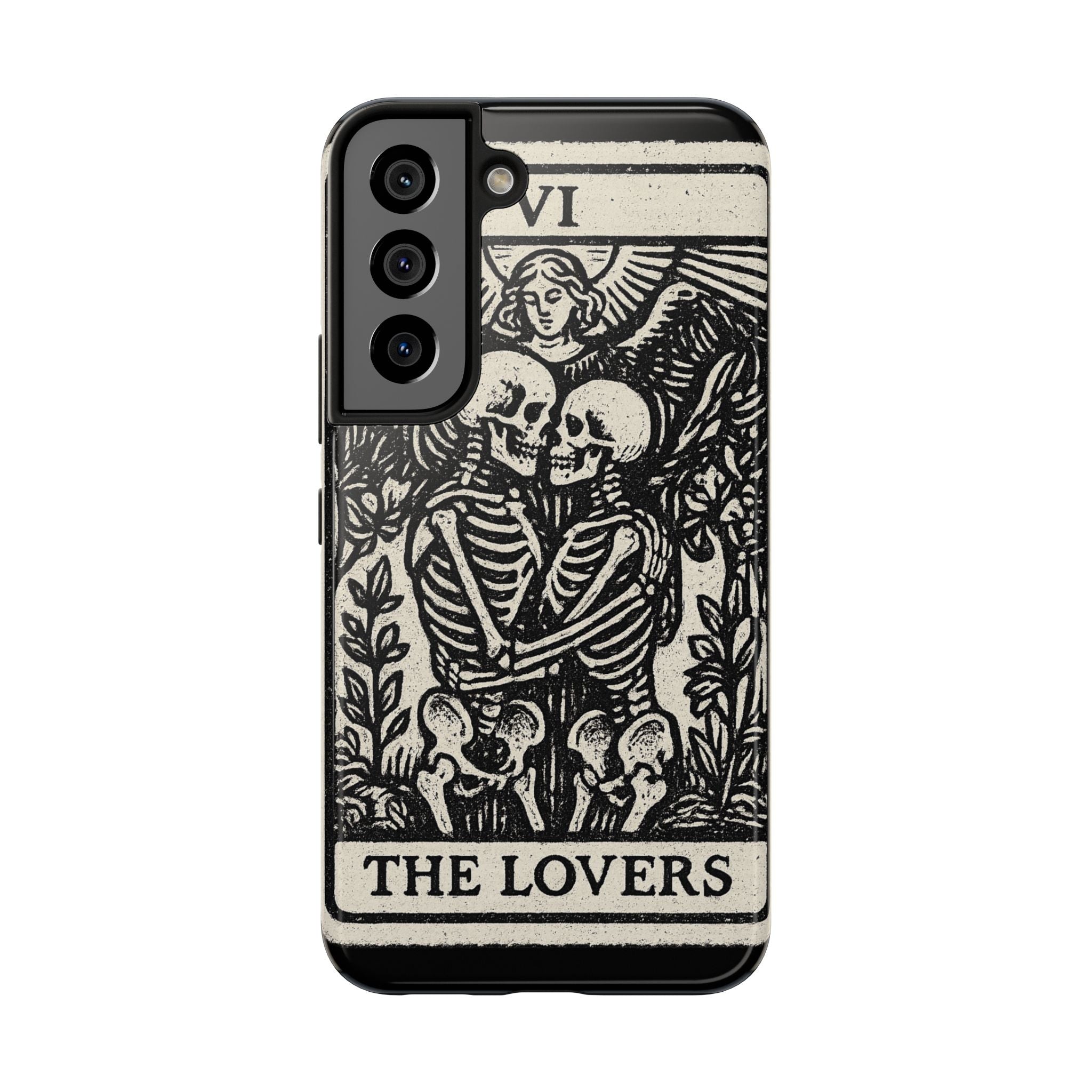 Tough Phone Case with Skeleton Lovers Design, Gothic Phone Cover, Unique Couples Gift, Halloween Accessory, Edgy Tech Design