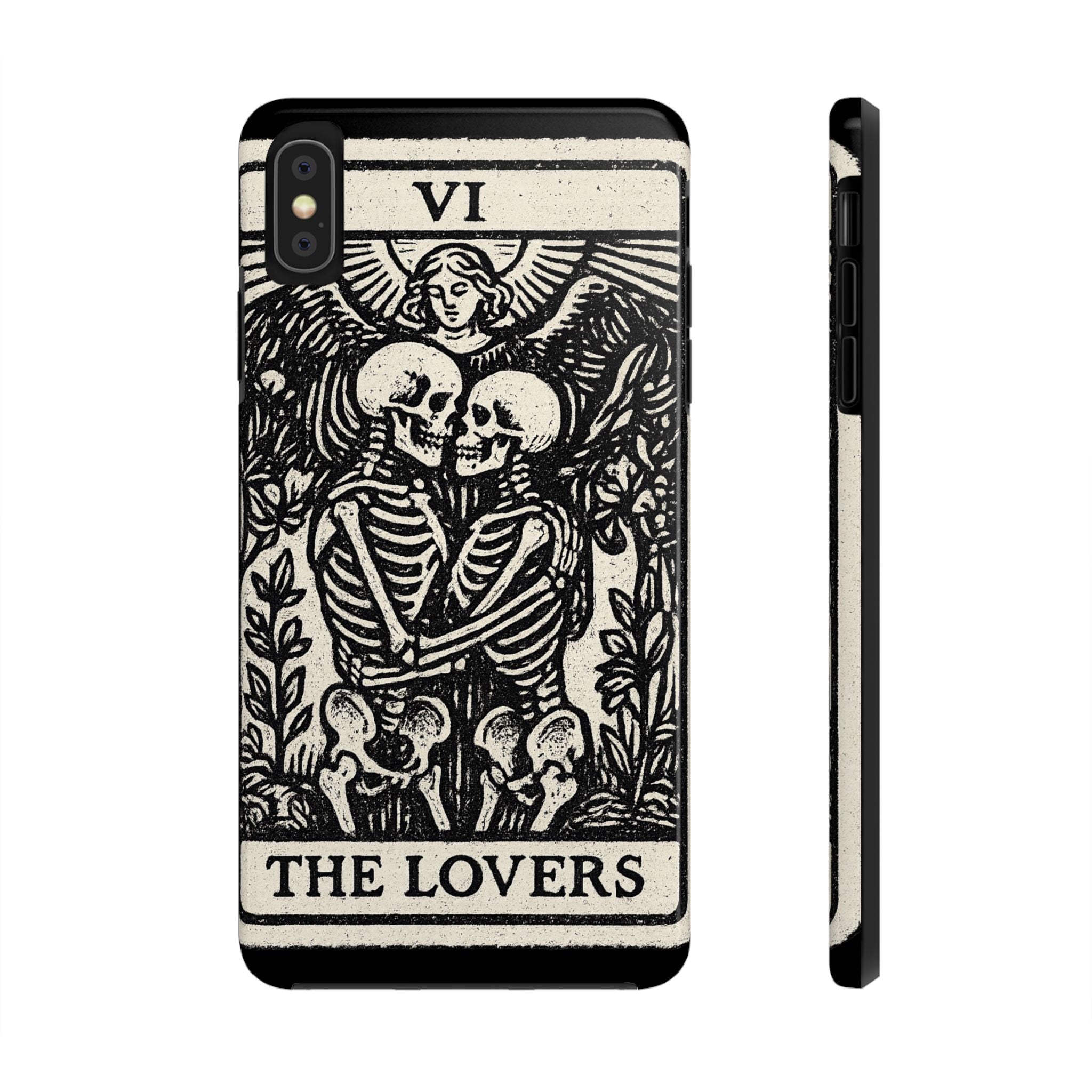 Tough Phone Case with Skeleton Lovers Design, Gothic Phone Cover, Unique Couples Gift, Halloween Accessory, Edgy Tech Design