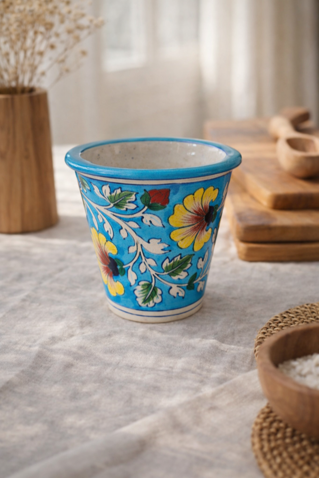 Handcrafted Blue Pottery Planter — Jaipur Hand-Painted