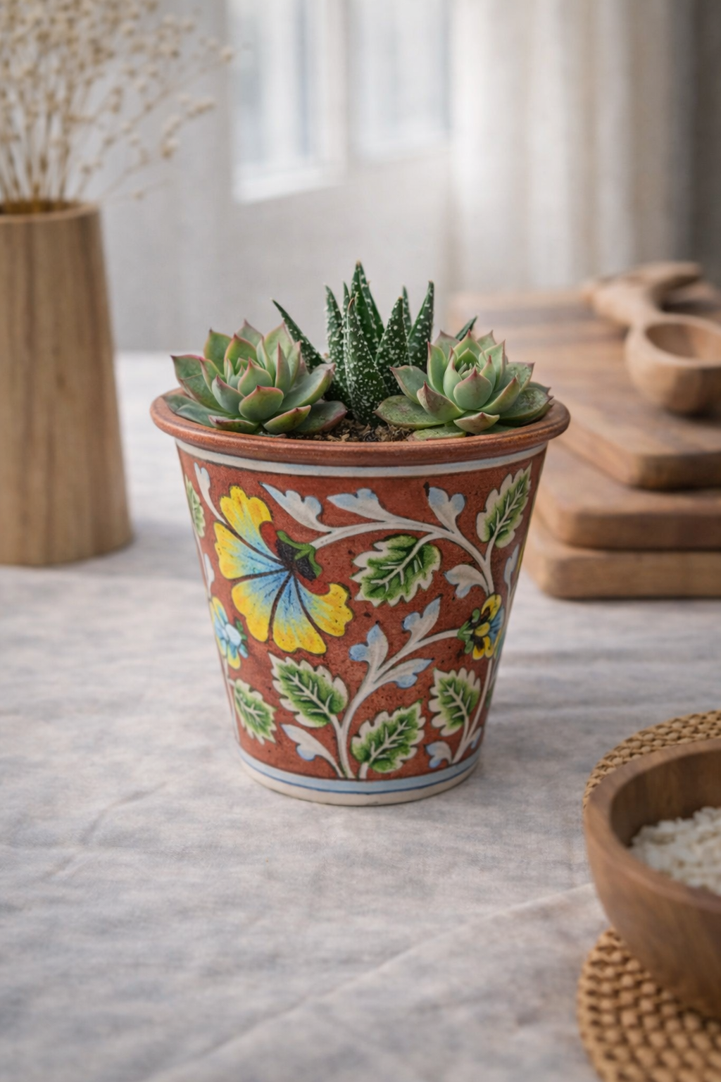 Handcrafted Blue Pottery Planter — Jaipur Hand-Painted