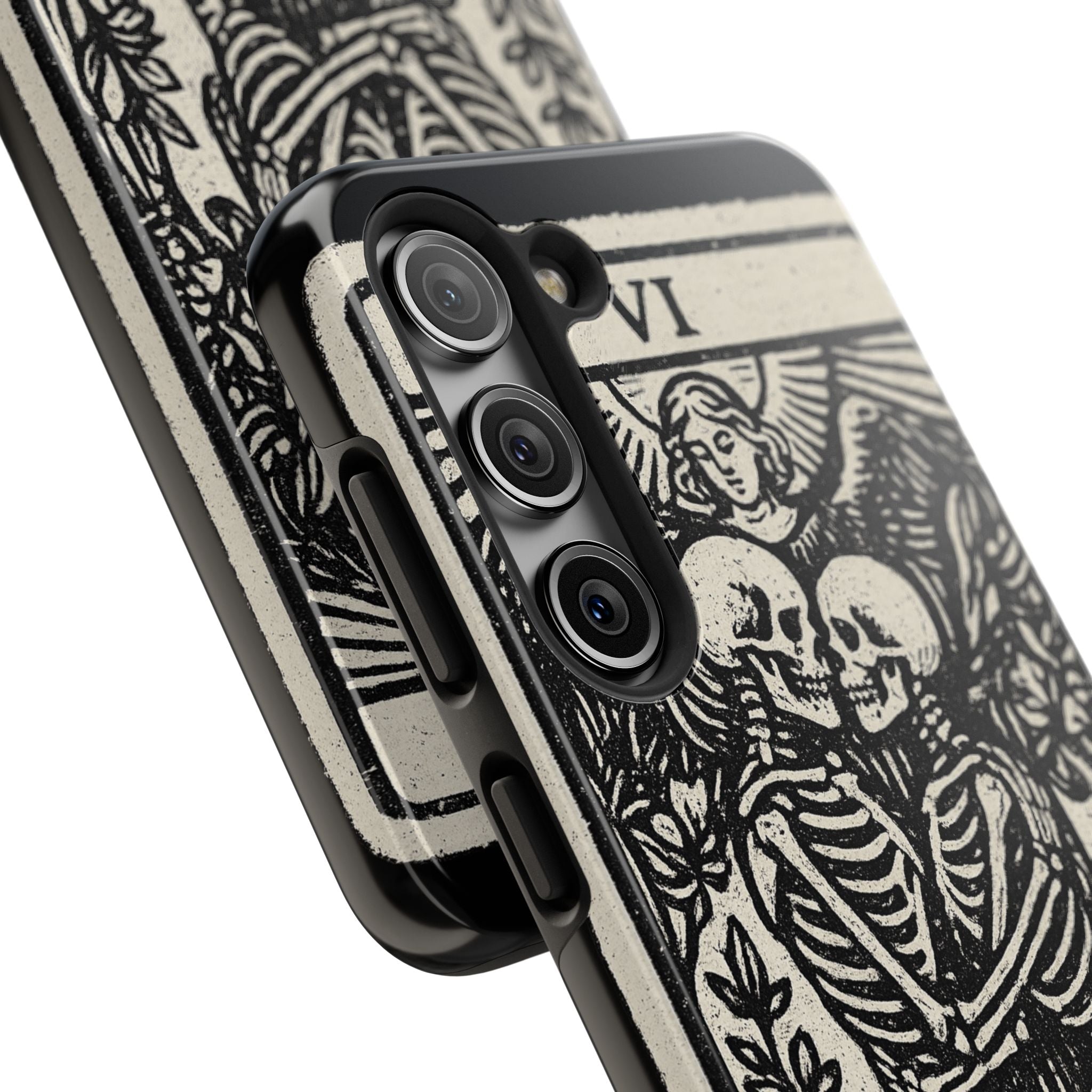 Tough Phone Case with Skeleton Lovers Design, Gothic Phone Cover, Unique Couples Gift, Halloween Accessory, Edgy Tech Design