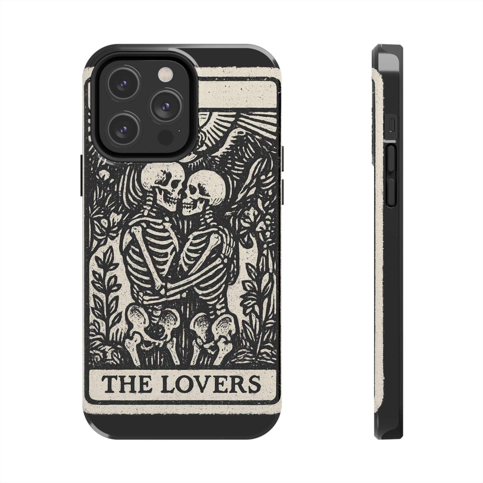 Tough Phone Case with Skeleton Lovers Design, Gothic Phone Cover, Unique Couples Gift, Halloween Accessory, Edgy Tech Design